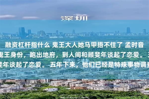 融资杠杆指什么 鬼王大人她马甲捂不住了 孟时音顾斐年 孟时音隐瞒了鬼王身份，跑出地府，到人间和顾斐年谈起了恋爱。 　　五年下来，他们已经是特殊事物调查所里