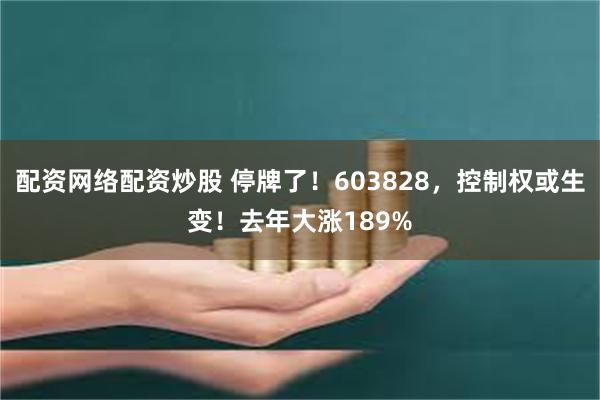 配资网络配资炒股 停牌了！603828，控制权或生变！去年大涨189%